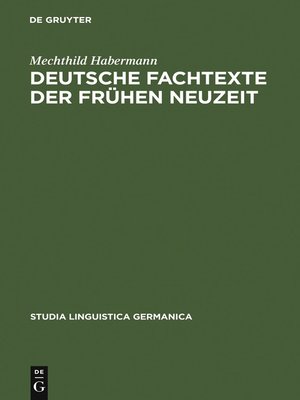 cover image of Deutsche Fachtexte der frühen Neuzeit